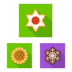 Isolated object of biscuit and bake symbol. Collection of biscuit and chocolate stock vector illustration.