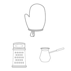 Vector illustration of kitchen and cook icon. Collection of kitchen and appliance vector icon for stock.