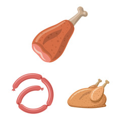 Vector illustration of meat and ham symbol. Set of meat and cooking stock vector illustration.