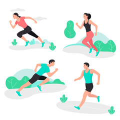 Fototapeta premium People running sport sprint men and women.
