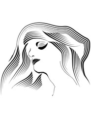 The face of a beautiful woman is featured in a minimalist fashion and beauty illustration.