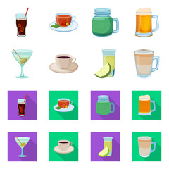 Vector design of drink and bar logo. Set of drink and party stock vector illustration.