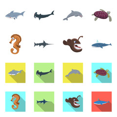 Vector illustration of sea and animal logo. Collection of sea and marine stock vector illustration.