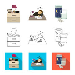 Isolated object of dreams and night logo. Set of dreams and bedroom vector icon for stock.