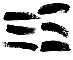 Set of black brush strockes on canvas