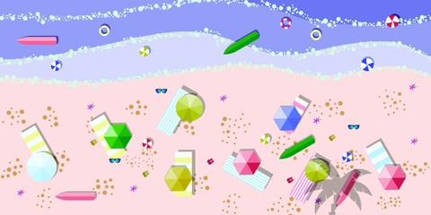Sea view in summer. Beach and sand. Holidays, travel, vacation concept. Exotic island