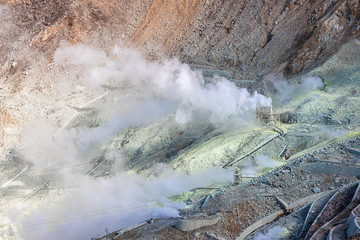 Active sulphur vents of Owakudani at Hakone, Japan