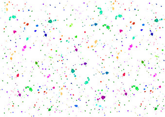 Colorful splatter paint background on white. Abstract background. Hand drawn illustration