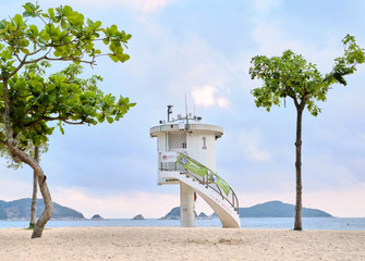 Lifeguard's watchower on the Replusle Bay in Hong Kong