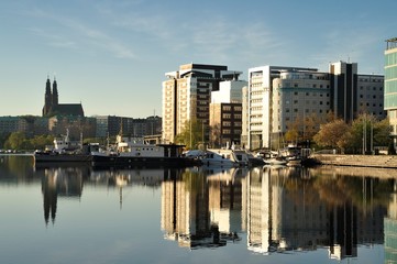 Fototapeta na wymiar Modern apartment buildings in Stockholm - Sweden