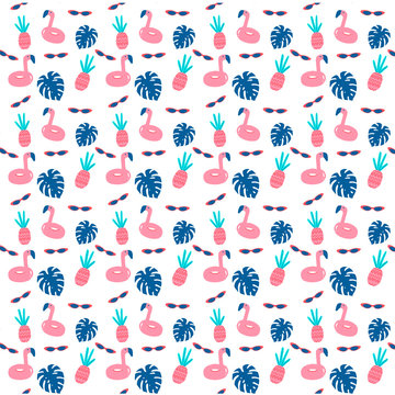 Pool Party Pattern with flamingos, pineapples and sunglasses
