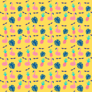 Pool Party Pattern with yellow background