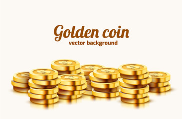 A lot of coins on white background. Jackpot or success concept. Modern background.