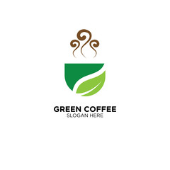 Obraz premium Green Coffee Logo Design Vector