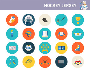 Hockey jersey concept flat icons.