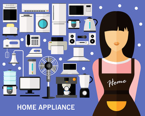 home appliance concept background. Flat icons.