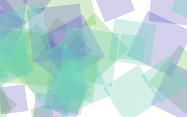 Multicolored translucent squares on white background. 3D illustration
