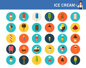 ice cream concept flat icons.