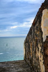 view of ocean through sentry box fortifications