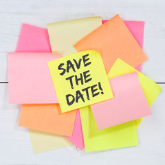 Save the date invitation message information business concept desk note paper square