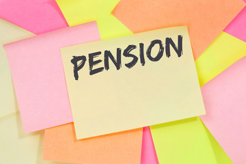Pension retirement pensioner business concept note paper