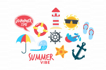 Summer Vibe Sticker Pack Vector