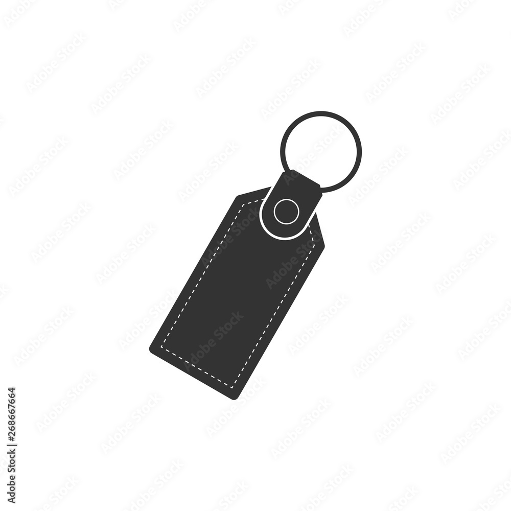 Poster rectangular key chain with ring for key icon isolated. flat design. vector illustration
