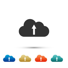 Cloud upload icon isolated on white background. Set icons in color icons. Vector Illustration