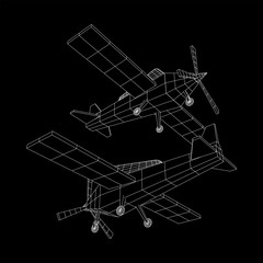 Plane Abstract polygonal wireframe airplane. Travel aircraft, tourism and vacation concept. Wireframe low poly mesh vector illustration
