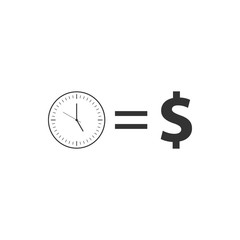 Time is money sign icon isolated. Money is time. Effective time management. Convert time to money. Flat design. Vector Illustration