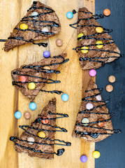 Chocolate scones with colorful candies