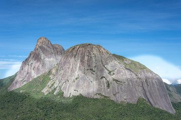 Amazing view of the Three Peaks State Park at Nova Friburgo city, state of Rio de Janeiro, where you can explore the Dragon's Head Peak, Matchbox Peak, and other spots at the park.