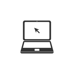 Laptop with cursor icon isolated. Flat design. Vector Illustration