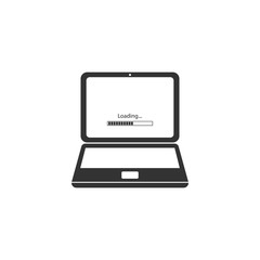 Laptop update process with loading bar icon isolated. System software update. Loading process in laptop screen. Flat design. Vector Illustration