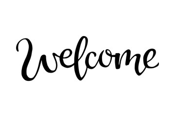 Welcome lettering sign, vector illustration