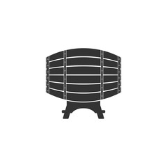 Wooden barrel on rack icon isolated. Flat design. Vector Illustration