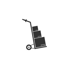 Hand truck and boxes icon isolated. Dolly symbol. Flat design. Vector Illustration