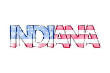 Indiana. Isolated USA state names.