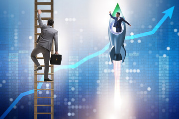 Competition concept with businessman on rocket