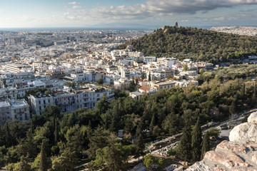 Panoramic view of city of Athens from Acropolis, Attica, Greece