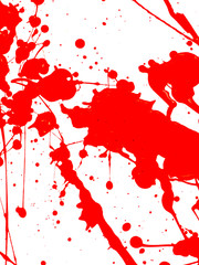 Red Paint Drips and splash on White background