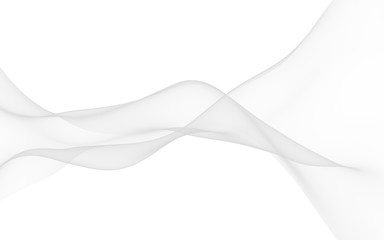 White abstract background. Fluttering white scarf. Waving on wind white fubric. 3D illustration