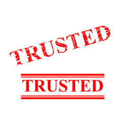 Trusted, 2 style streak red rubber stamp, isolated on white