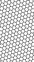 Black honeycomb on a white background. Perspective view on polygon look like honeycomb. Isometric geometry. Vertical image orientation. 3D illustration