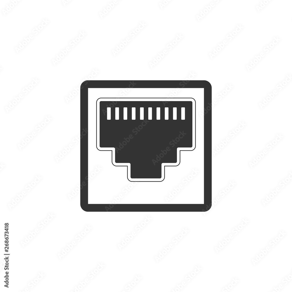 Poster network port - cable socket icon isolated. lan port icon. ethernet simple icon. local area connector