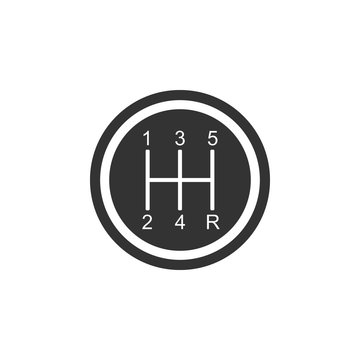 Gear shifter icon isolated. Transmission icon. Flat design. Vector Illustration