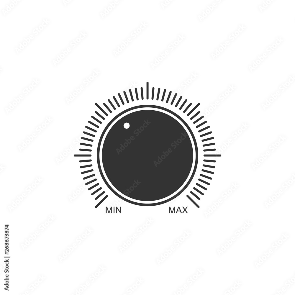 Poster dial knob level technology settings icon isolated. volume button, sound control, music knob with num