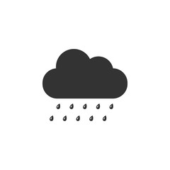 Cloud with rain icon isolated. Rain (nimbus) cloud precipitation with rain drops. Flat design. Vector Illustration
