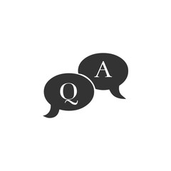 Question and Answer mark in speech bubble icon isolated. Q and A symbol. Flat design. Vector Illustration
