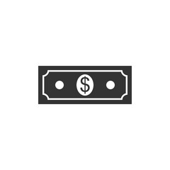 Paper money american dollars cash icon isolated. Dollar banknote sign. Flat design. Vector Illustration